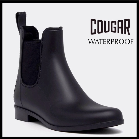 BLACK WATERPROOF ANKLE BOOTIES SHORT RAIN BOOTS - Picture 10 of 16